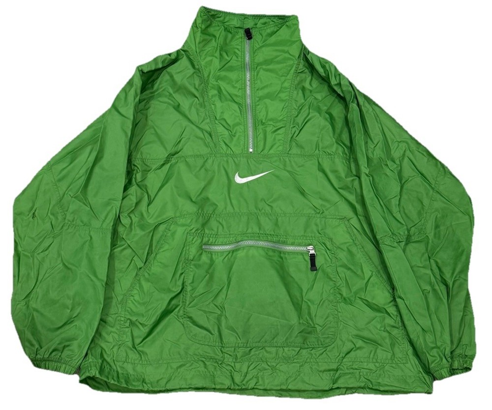 Vintage Nike Air Jacket Mens L Lime Green 1/4 Zip Windbreaker 90s Center Swoosh