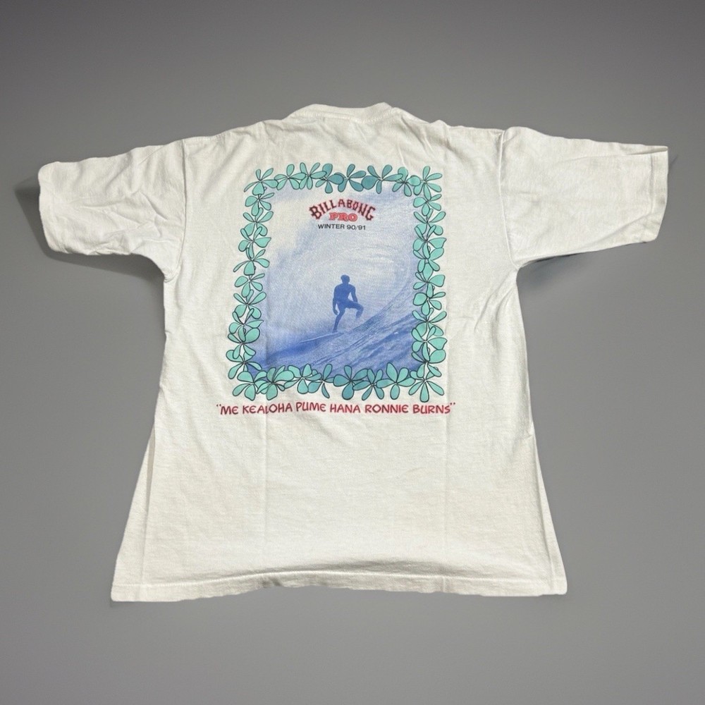 Vintage 90’s Billabong Photo T Shirt Rare Size M Hawaii Pro Surfer Pipeline