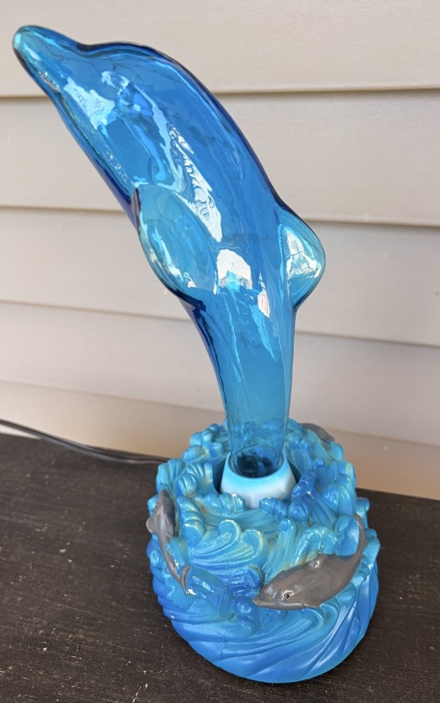 Vintage Lumisource Glass Dolphin Plasma Lamp Electric Light 11.5” Tall