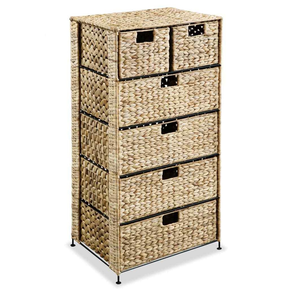 NNEVL 6-Basket Water Hyacinth Storage Unit 47x37x100 cm Natural Organizer