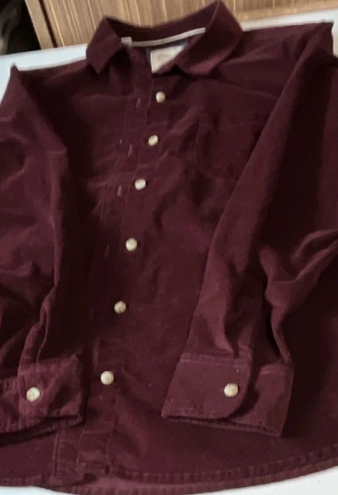 Jachs Girlfriend Corduroy  Button-Up Shirt  Burgundy Women's Long Sleeve Size L