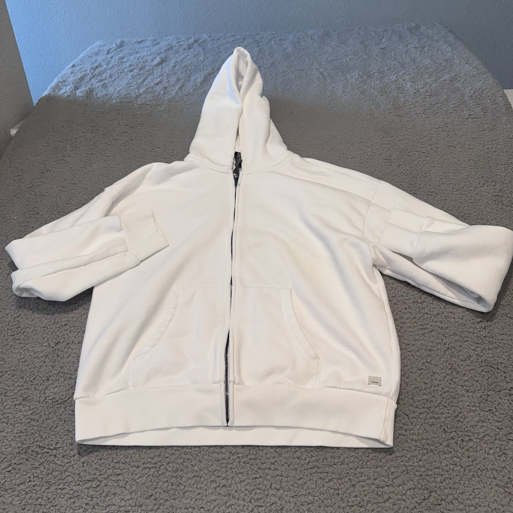 Vuori Restore Full Zip Hoodie Women's  White Size L Hooded Pockets Cotton Blend