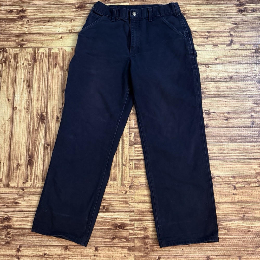 Carhartt B11 MDT Double Knee Work Pants 32x30 Navy Blue Loose Fit Y2K Distressed