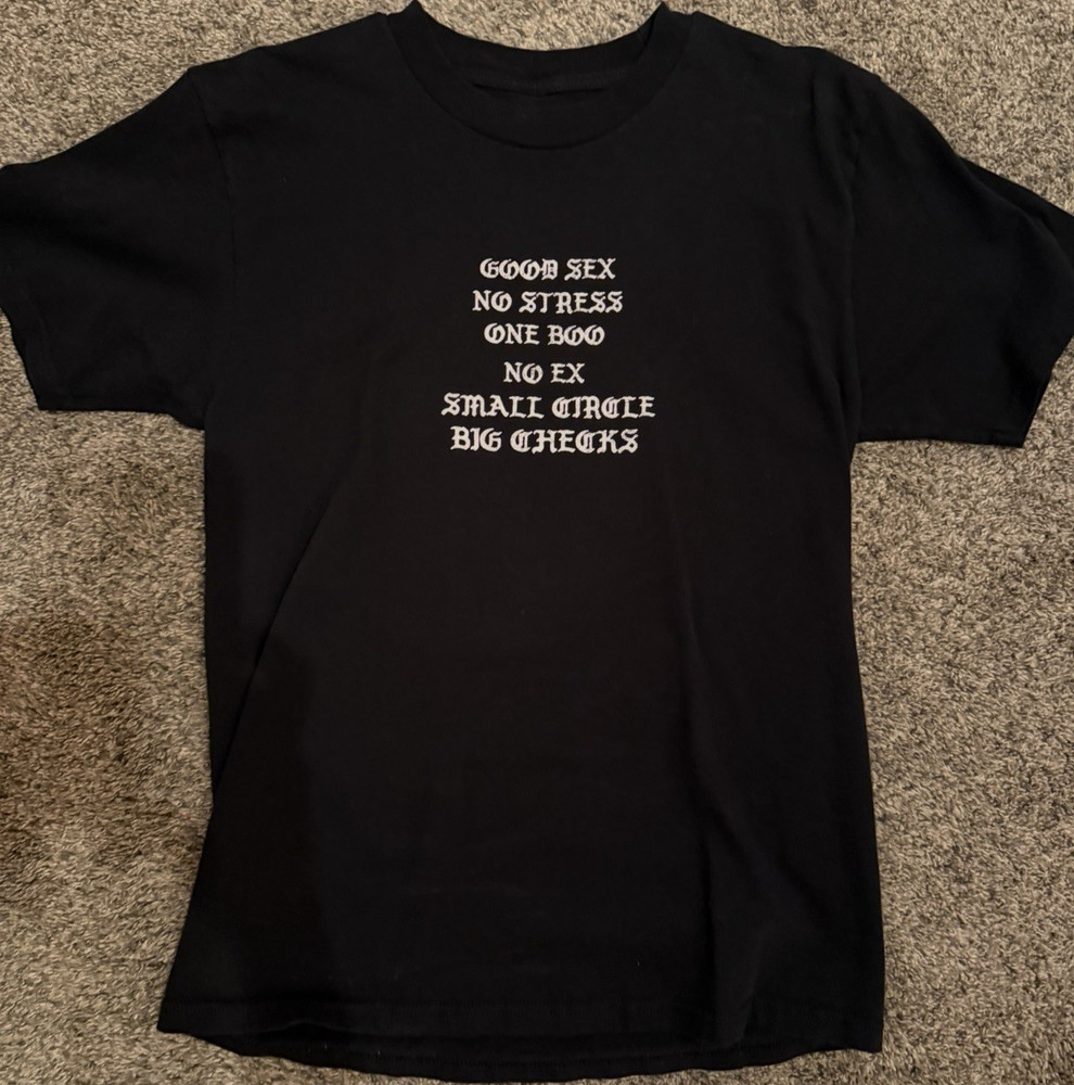 4Hunnid Black Cotton Graphic Print Crew Neck Men's T-Shirt Size M Short Sleeve