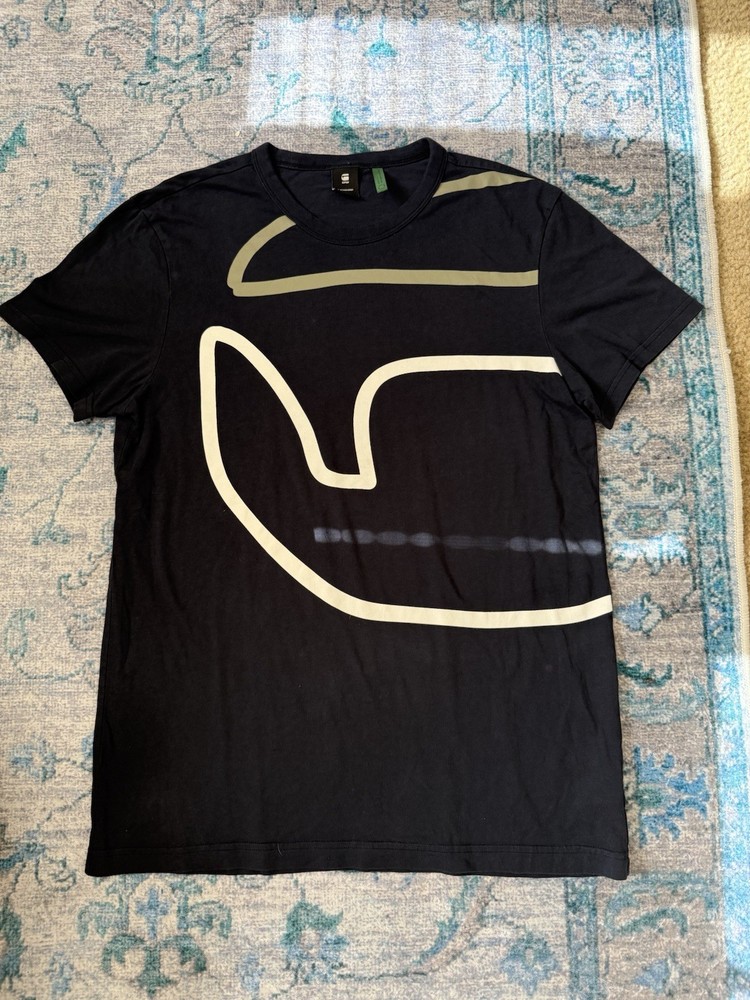 G-Star RAW Graphic T-Shirt Men’s Large Black Abstract Line Design Streetwear-image