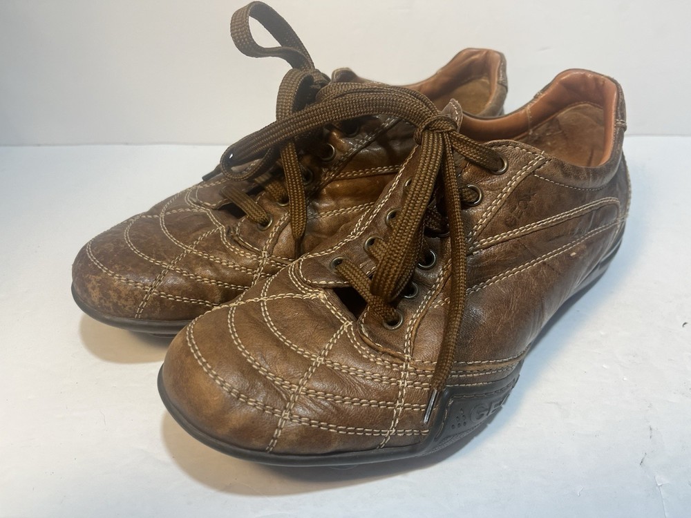 GEOX RESPIRA Men's Symbol Lace Up Leather Shoes Brown Sz 40 (US 7.5) EUC