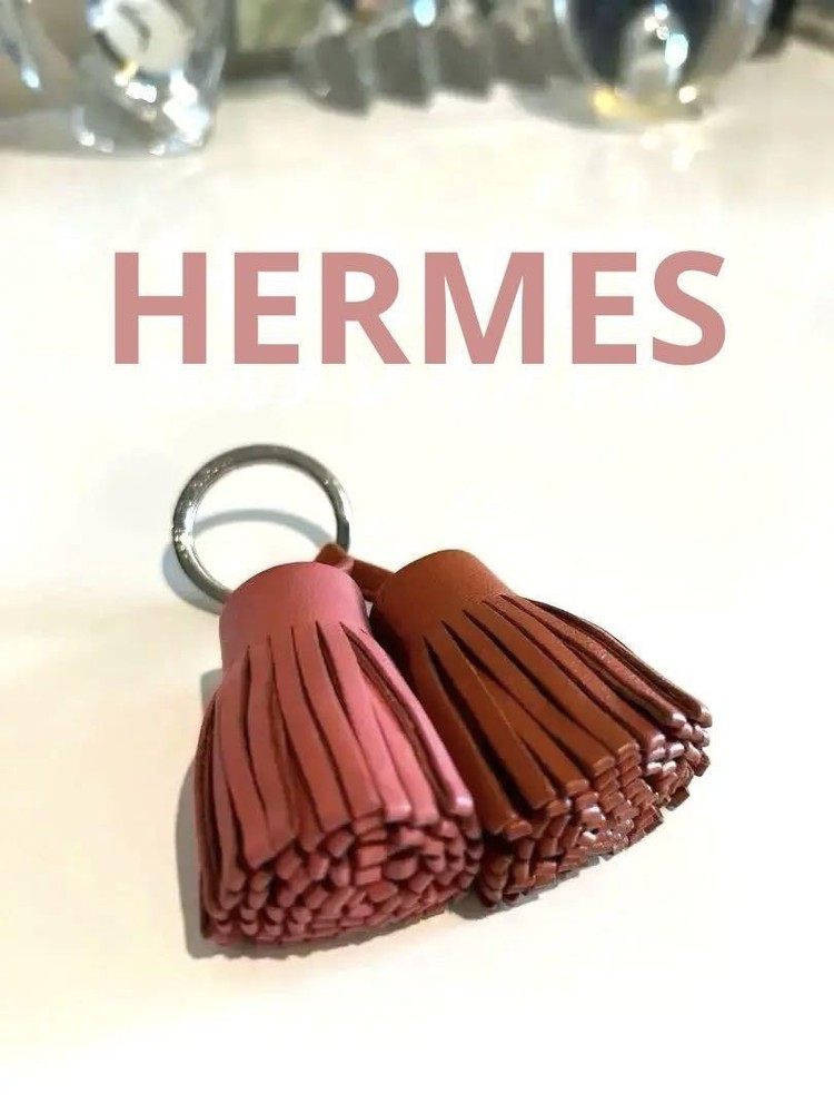 Hermes Carmen Unodus Key Ring Bag Charm Lambskin Leather
