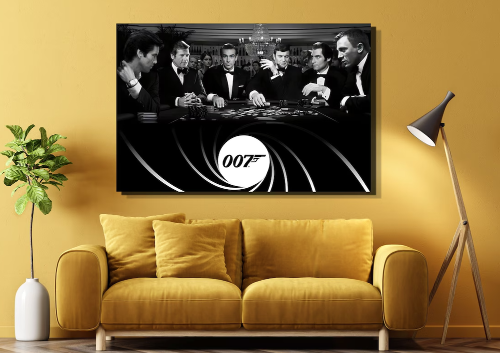 James Bond Poker Game Poster and Canvas Art Featuring 007 Casino Royale Theme