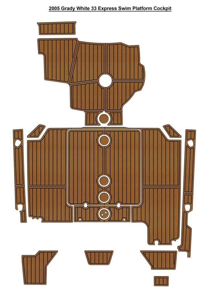 2005 Grady White 33 Express Swim Platform Cockpit Boat EVA Foam Teak Deck Floor