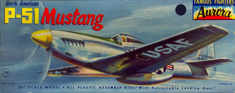 1956 Aurora Models 1/48 NORTH AMERICAN P-51 MUSTANG Fighter NO DISPLAY STAND!