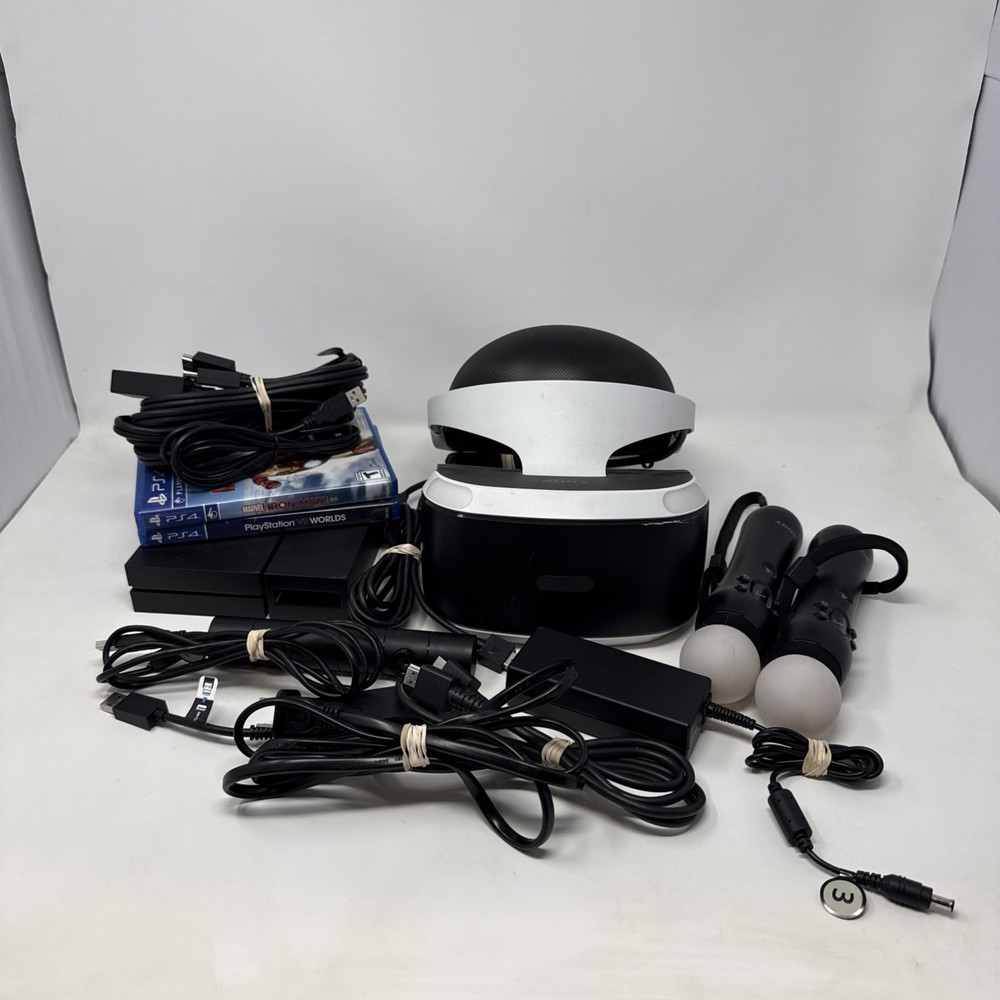 Sony PlayStation VR Headset Bundle Black White with Accessories W/ 2 Games