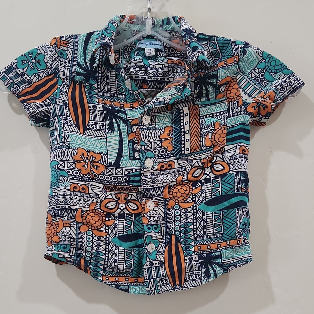 Tommy Bahama Tropical Button-Up Shirt Multicolor 2T Unisex Toddler Short Sleeve