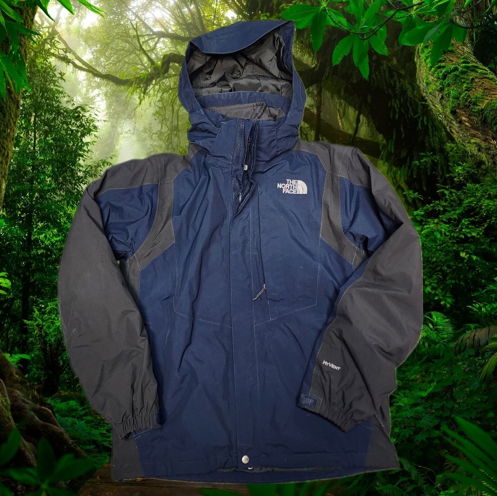 The North Face Mens Jacket Extreme Gear 2 In 1 Medium Navy Blue Black Winter