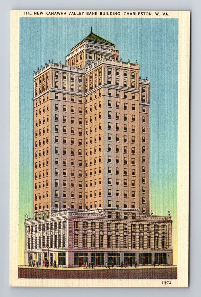 Charleston WV-West Virginia, New Kanawha Valley Bank Building, Vintage Postcard