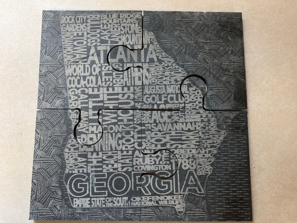 Coaster Set Georgia Slate Puzzle 8x8  State Travel Highlights Tourism Souvenir