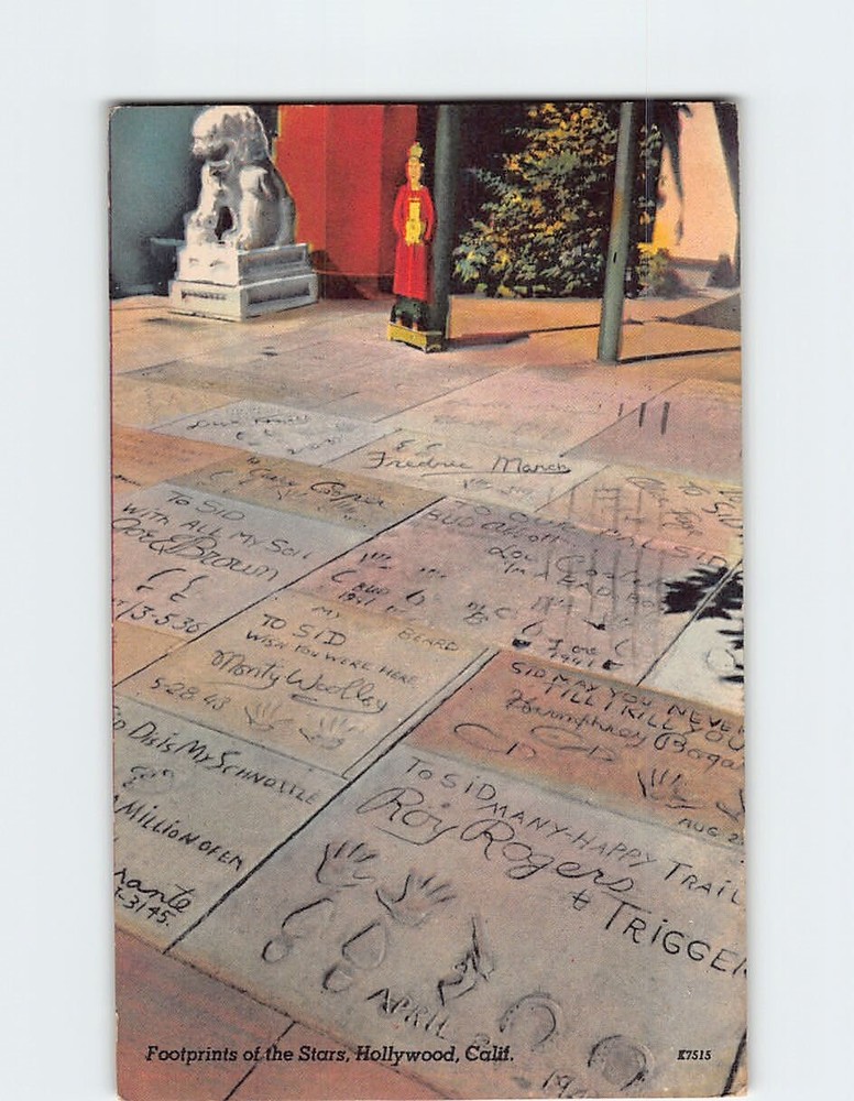 Postcard Footprints of the Stars Hollywood Los Angeles California USA