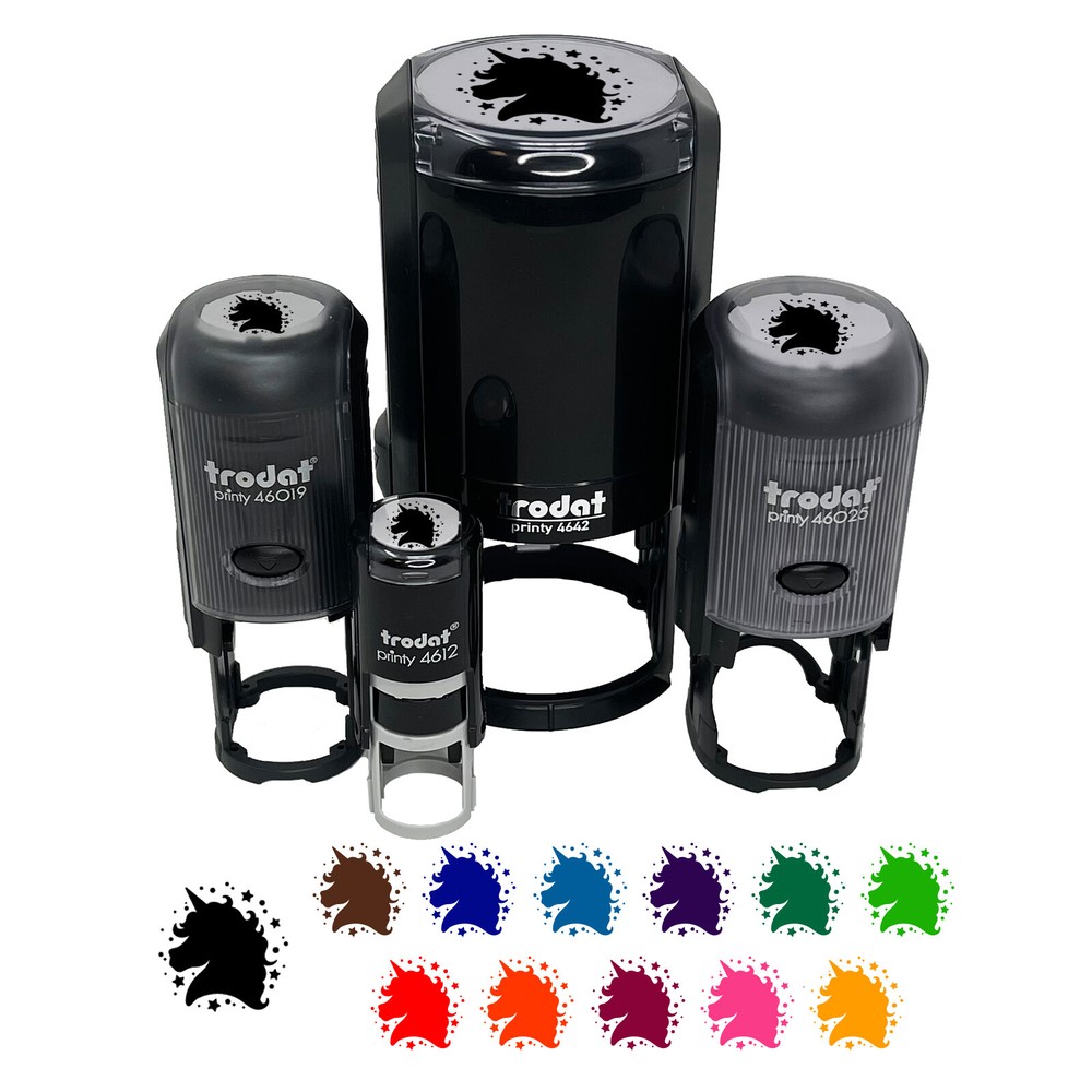 Unicorn Head and Stars Self-Inking Rubber Stamp Ink Stamper Stamping Planners