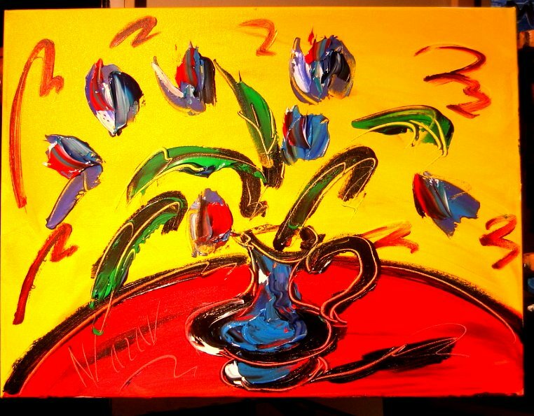 RED FLOWERS  PAINTING  Abstract Modern CANVAS Original Oil U9H0VbBU9Y7F