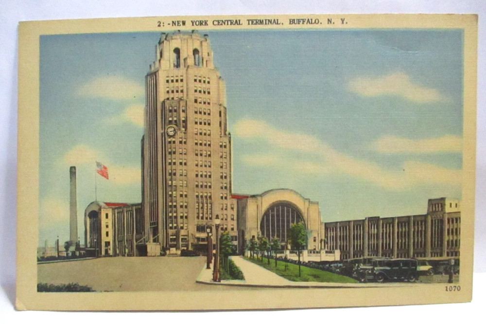 1940s POSTCARD NEW YORK CENTRAL STATION BUFFALO NY, DEPOT