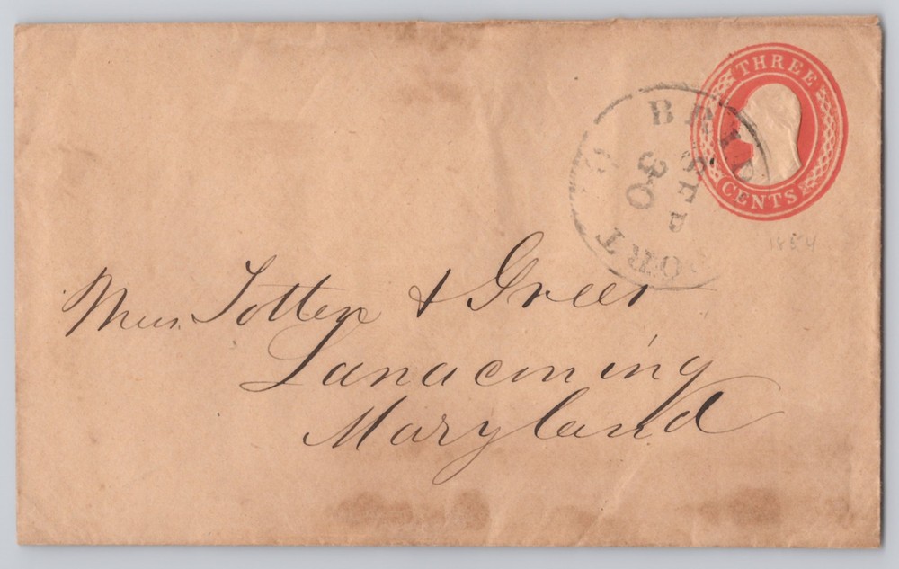 3c Embossed Stationery Envelope, Handwritten Address, Cancel Un