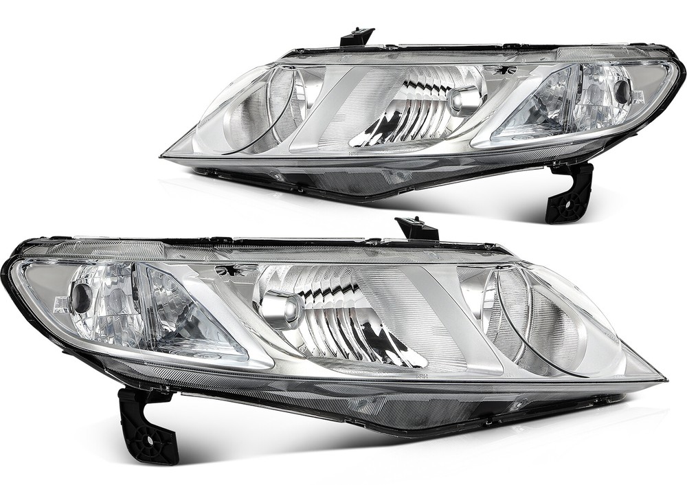 For 2006-2011 Honda Civic Sedan Headlights Assembly Chrome Housing Left+Right
