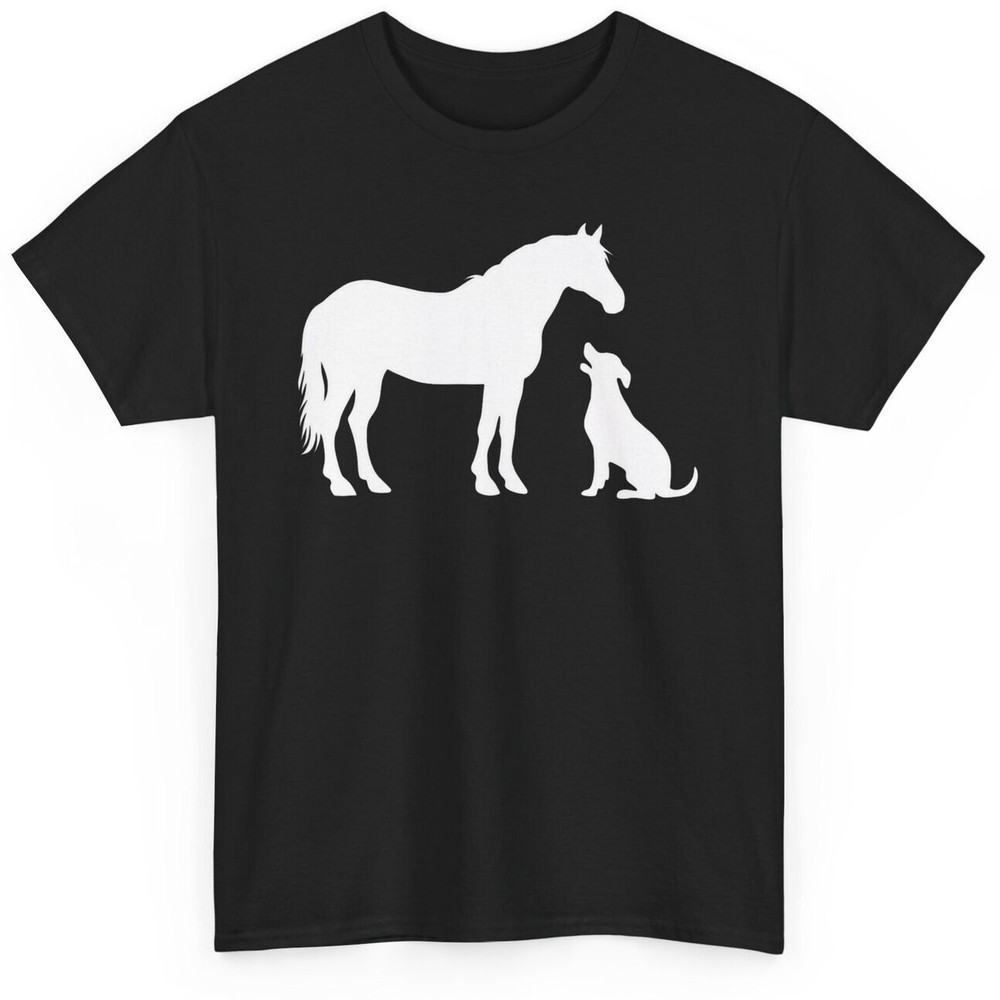 Artistic Horse and Dog T-shirt - Novelty Animals Lovers Graphic Tee