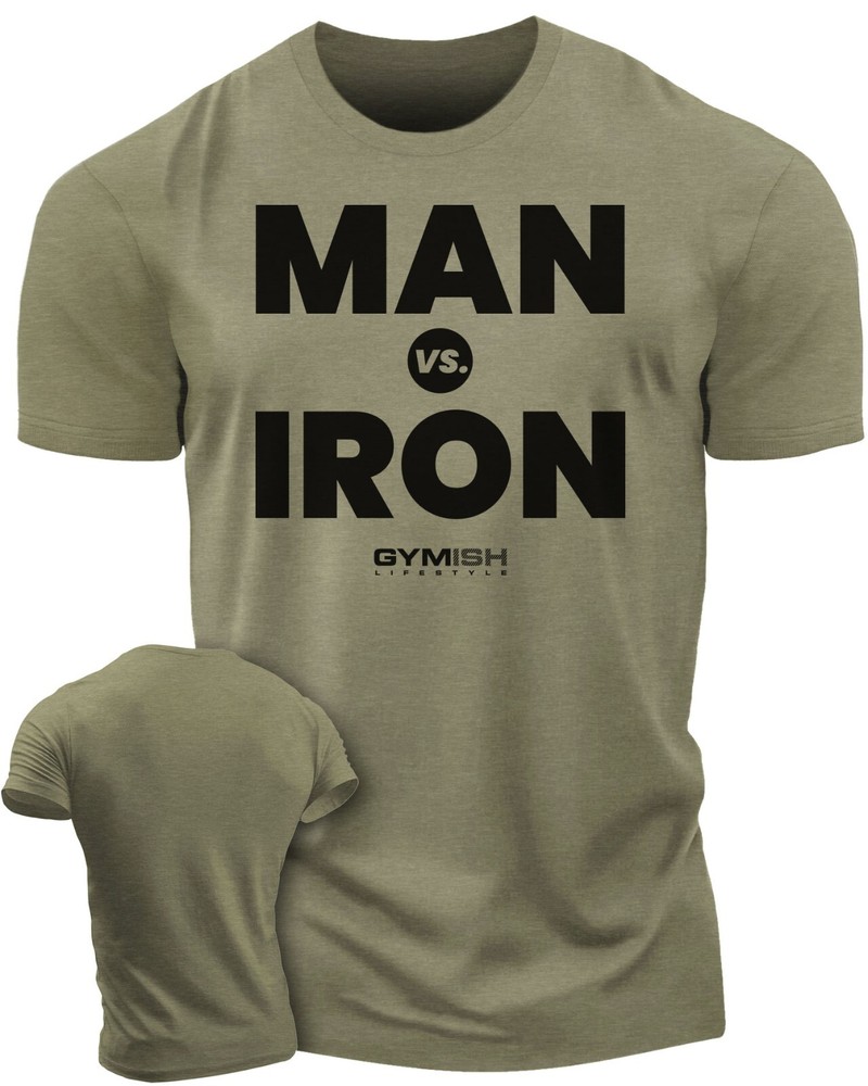 042. Man Vs. Iron Funny Workout Gym T-Shirt for Men