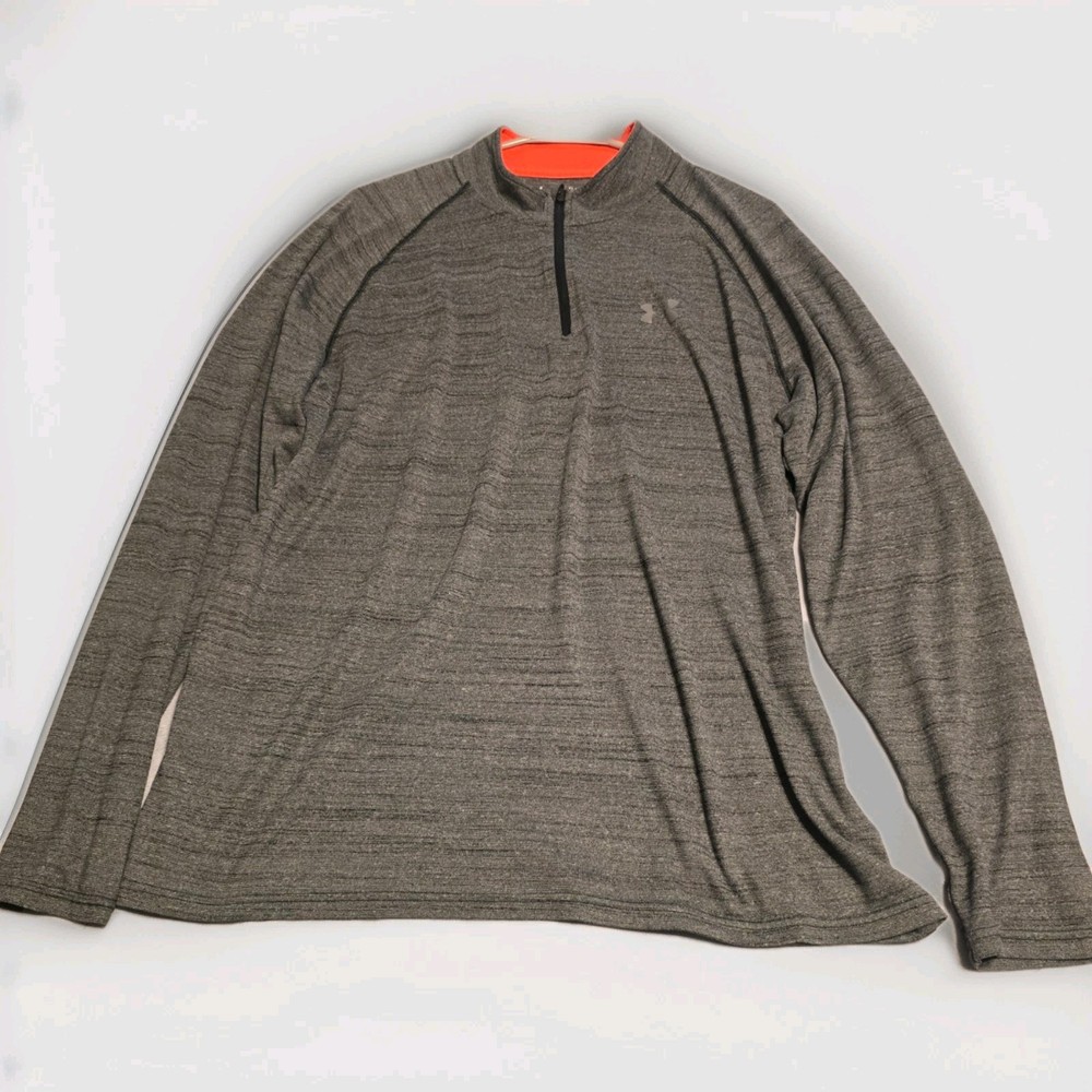 Men's Under Armour Heat Gear Size Xl 1/4 Zip Heather Gray Long Sleeve Loose Fit