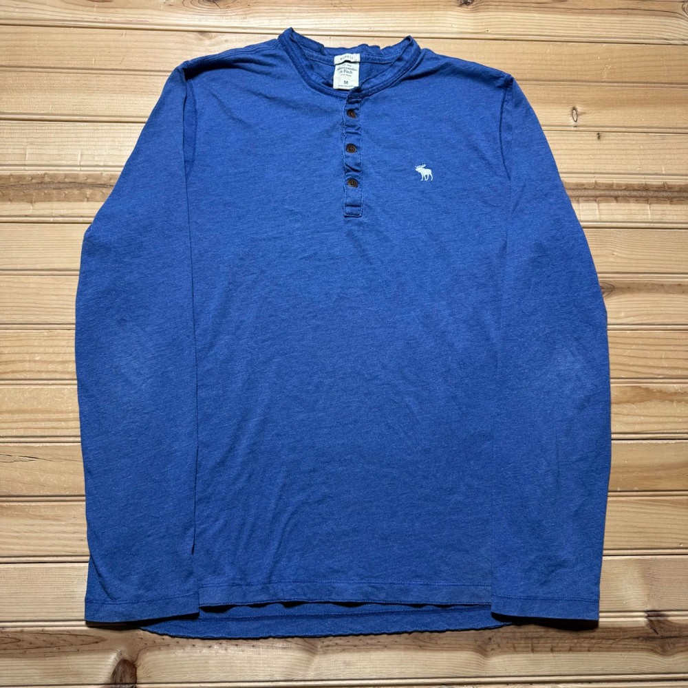 Vintage Y2K Abercrombie & Fitch NY Muscle Fit Long Sleeve Henley Shirt Medium