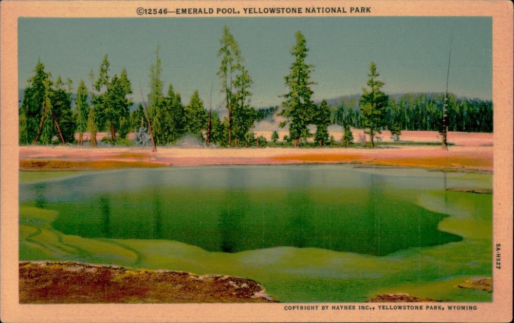 Haynes Postcard Emerald Pool Yellowstone National Park Vintage Color Unposted