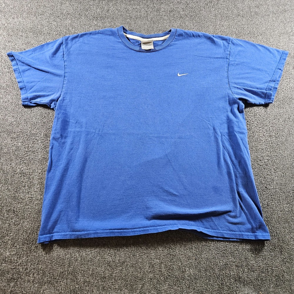 Vintage Nike Blue T-shirt Mini Swoosh Logo 90s Y2K Size XL Mens