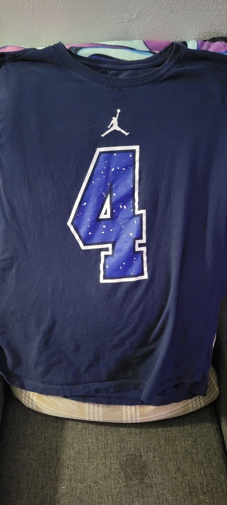 The Nike Tee Dallas Cowboys #4 Dak Prescott Blue White Print T-Shirt Mens XL