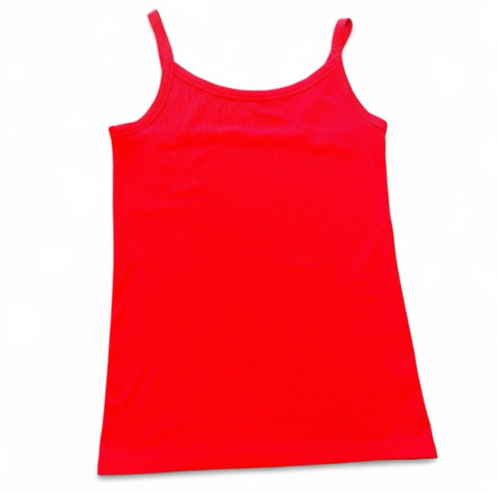 No Boundaries Women’s Red Sleeveless Ribbed Tank Top with Spaghetti Straps