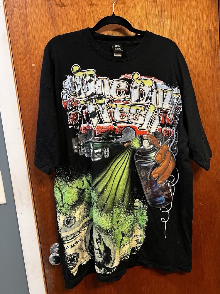 FUYA Men's 2XL Black Graphic Print Hip Hop Money Theme Short Sleeve T-Shirt