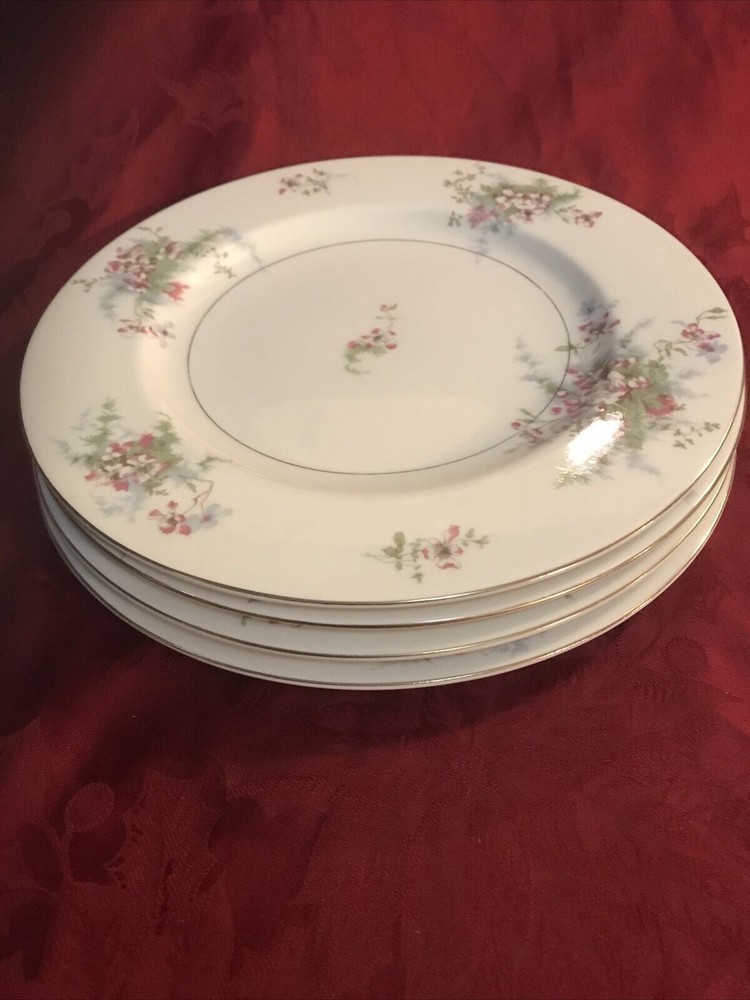 Set Of 4 Theodore Haviland Apple Blossom Dinner Plates