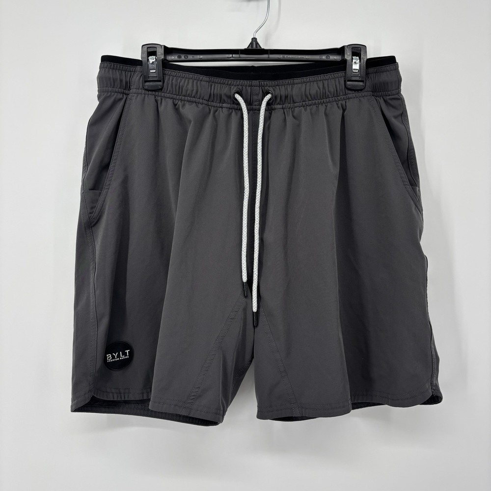 BYLT Basics Mens Running Shorts Size XL Gray Lined 6” Inseam Gym Workout Lined