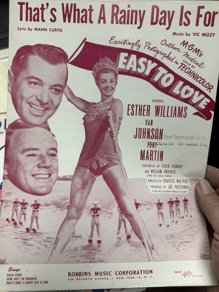 M ESTHER WILLIAMS Movie Sheet Music from EASY TO LOVE ‘Rainy Day’