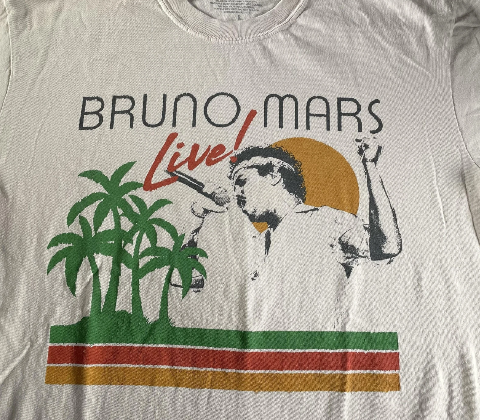 New Bruno Mars Live Concert Tour short sleeve sand color shirt reprint VK08246