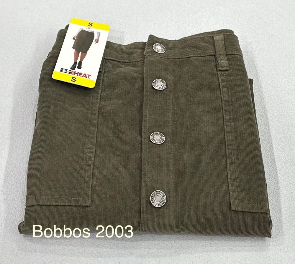 32 Degrees Heat Women's Straight Midi Corduroy Belt Loops Skort, Green, Size S