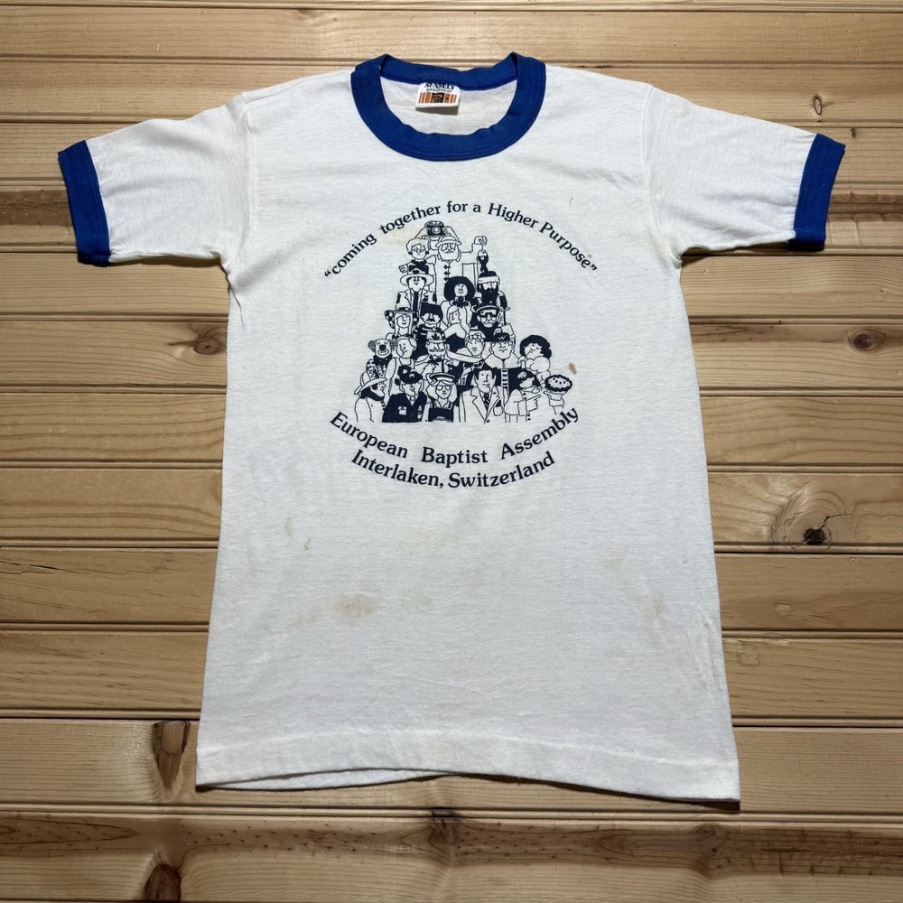 Vintage 70s 80s European Baptist Switzerland Higher Purpose Jesus Shirt Small