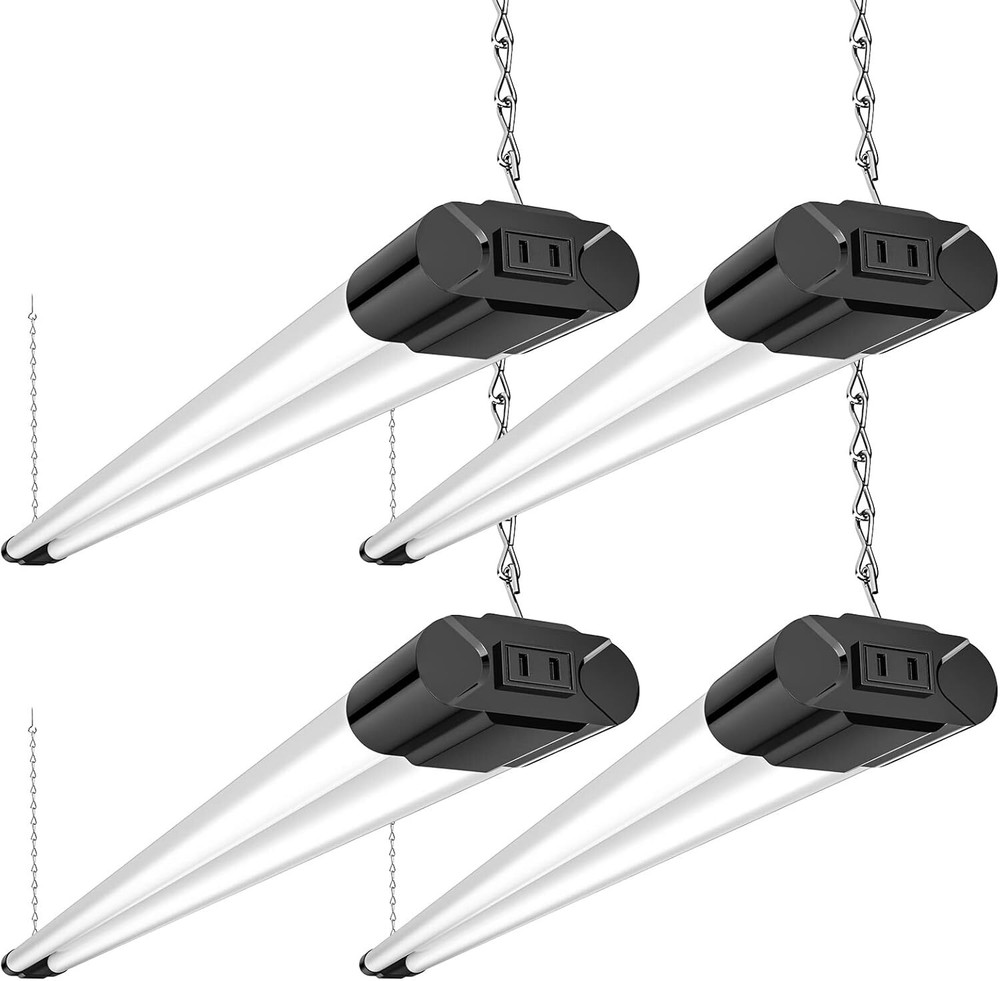4 Pack Linkable LED Utility Shop Light 4400 LM Super Bright 6500K Cool Daylight