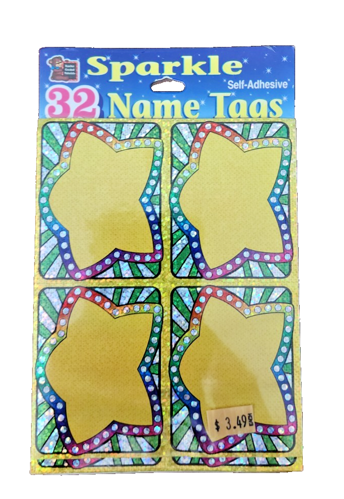 Vintage 1996 Teacher Created Materials Sparkle Name Tags Sticker Pack