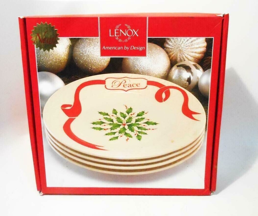Lenox Holiday Christmas Carved Accent Plates (Set of 4), Ivory-image