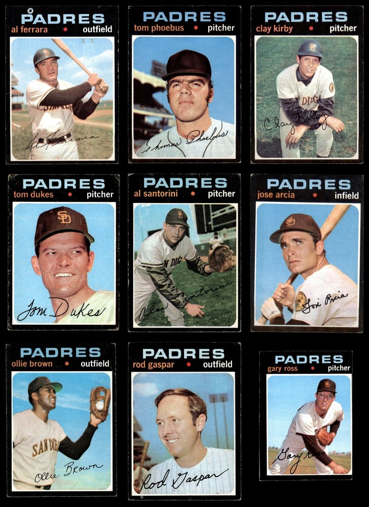1971 Topps San Diego Padres Near Team Set 2.5 - GD+ 6800089 (21 / 32 cards)