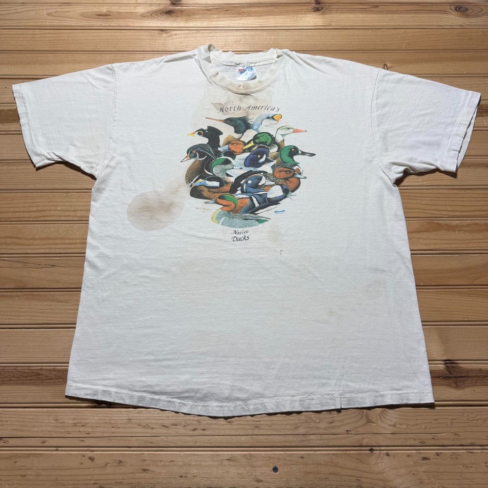 Vintage 1989 North America's Native Ducks Nature Birds Graphic T-Shirt USA XL