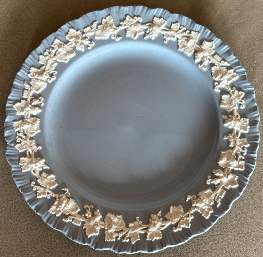 Vintage Wedgewood Embossed Queen’s Ware Light Blue/white 8” Salad Plate