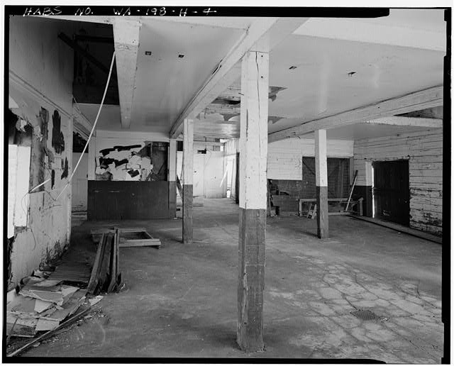 4. Feed Mill, interior view from northwest corner, looking southeast. left,