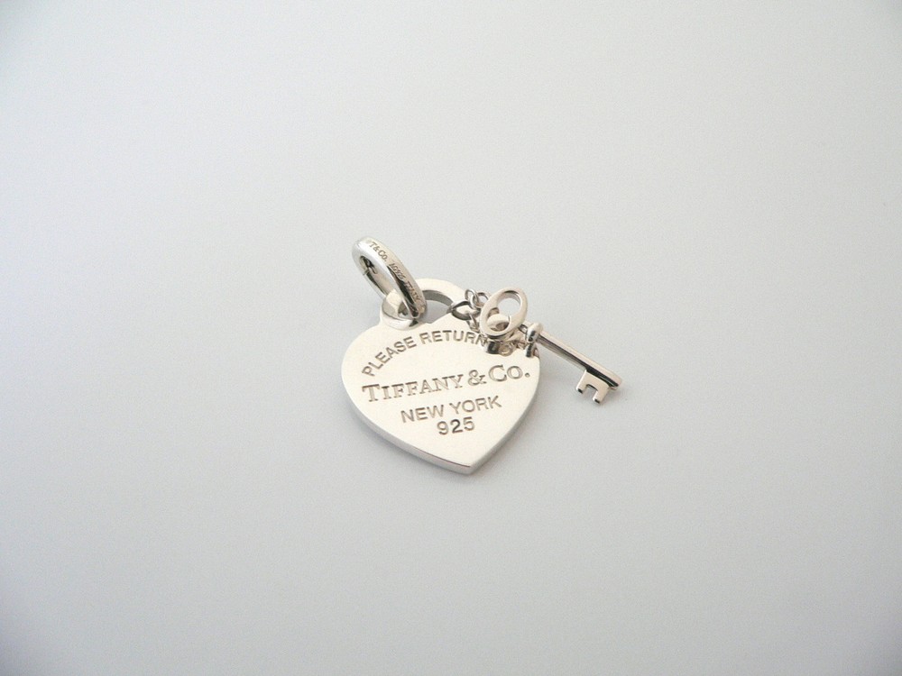 Tiffany & Co Silver Heart Key Charm 4 Necklace Bracelet Clasp Return to Gift