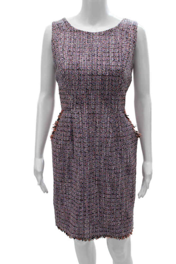 Shoshanna Women Sheath Dress Purple Sleeveless Round Neck Knee Length Size 8Free Shipping in US $100+ Orders | $6.95 Orders Below