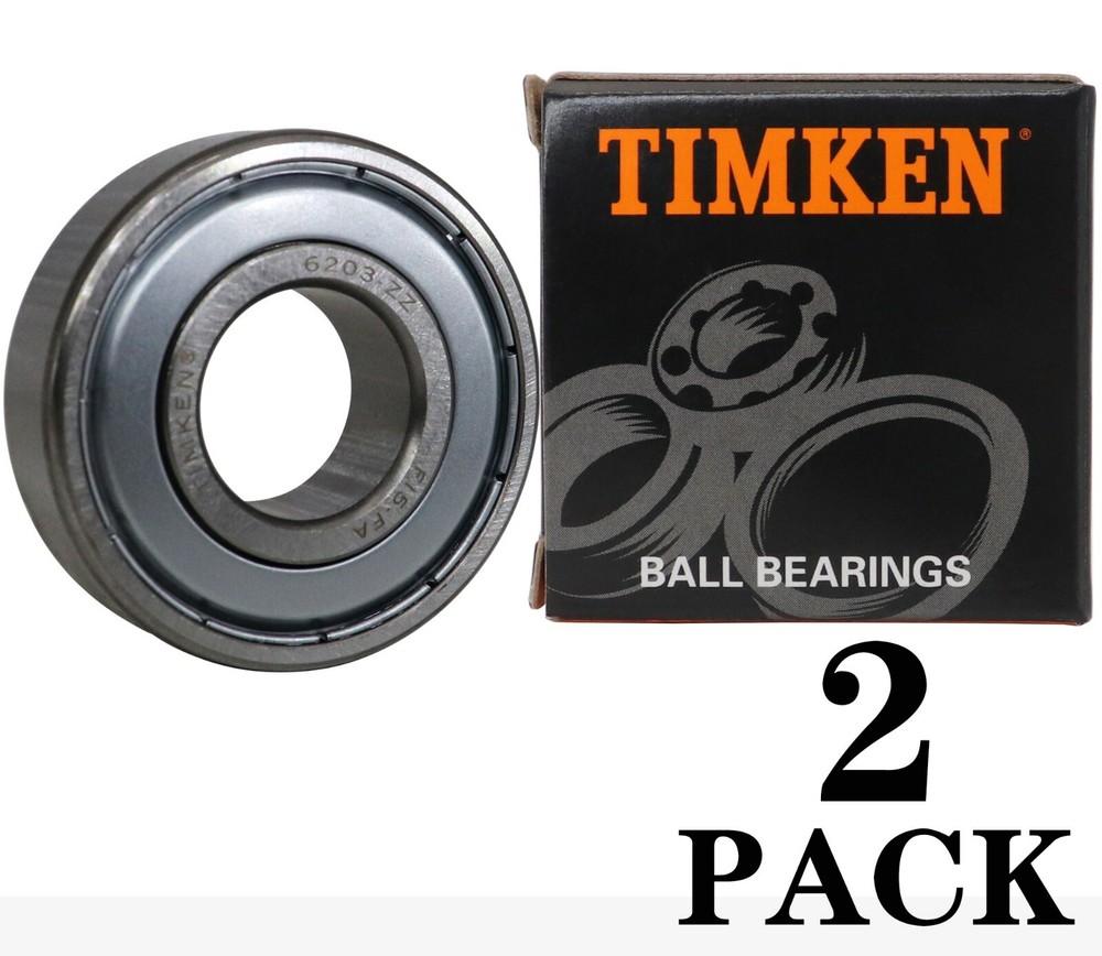 (2 Pack) Timken 6203-2Z 17x40x12mm Double Sealed Ball Bearings USA Made